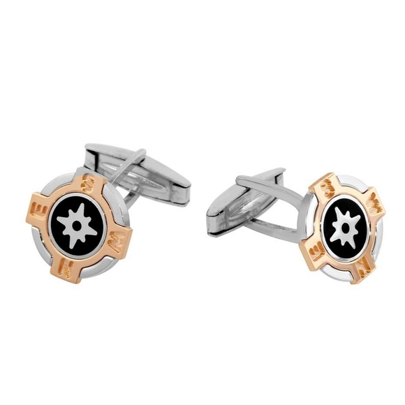 Sterling Silver 925 Tri-Color Compass Cuff Links - Picture 1 of 1